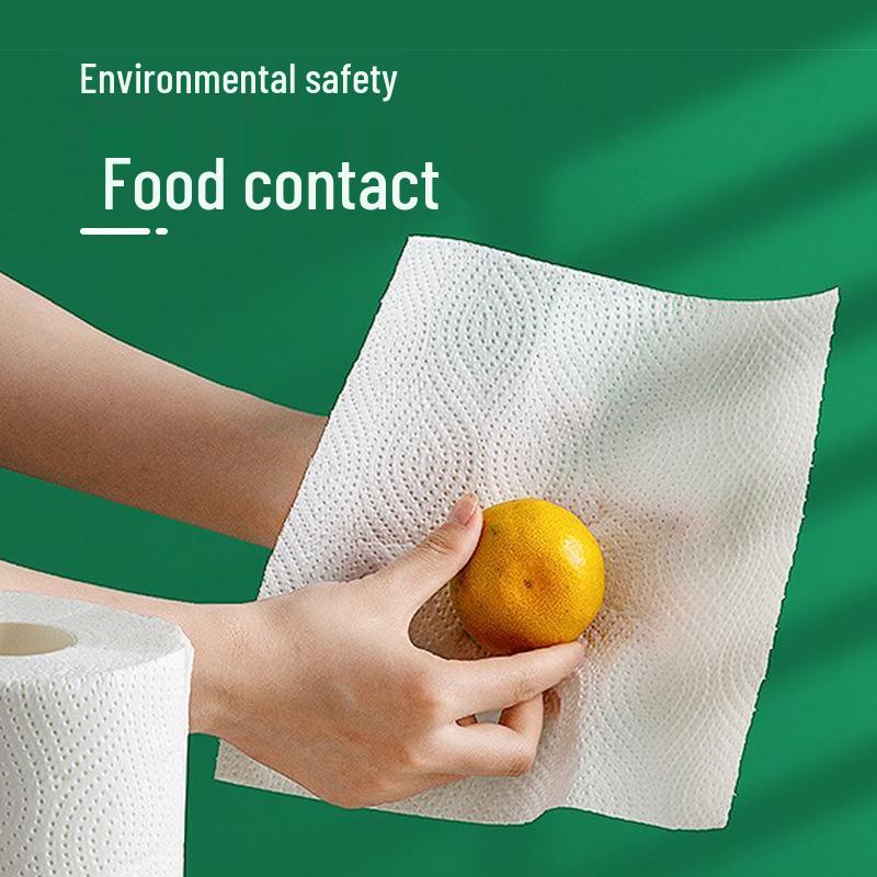 Qixing Bamboo Pulp Kitchen Tissues: Oil & Water Absorbent, 10 Rolls.