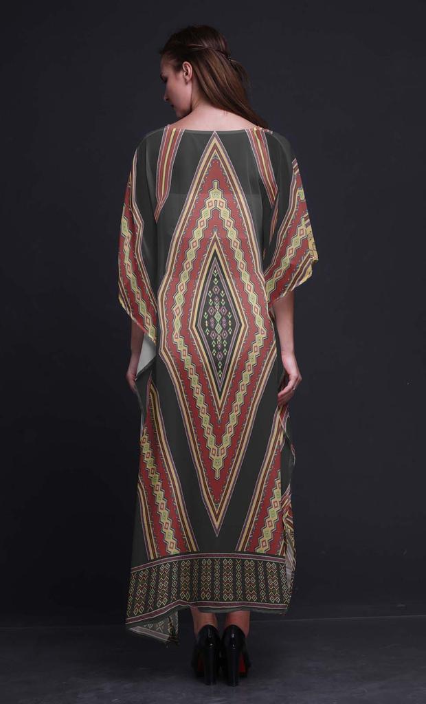 Phagun Geometric African Womens Long Beach Kaftan Beachwear Bikini Coverup Maxi