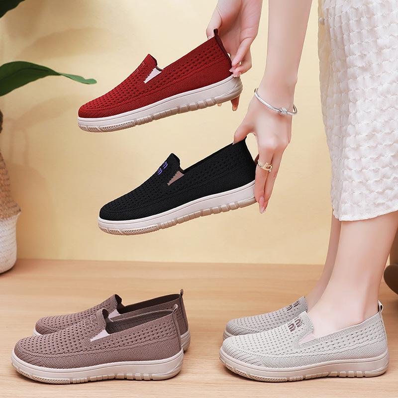 Shoes women's shoes versatile summer new one-pedal old Beijing cloth shoes flying woven mesh breathable casual shoes