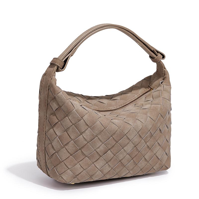 Textured Soft Leather Hand-Woven Bag, Personalized Versatile Hand-Carried Lunch Box Bag, High-End Casual Single Shoulder Underarm Women'S Bag