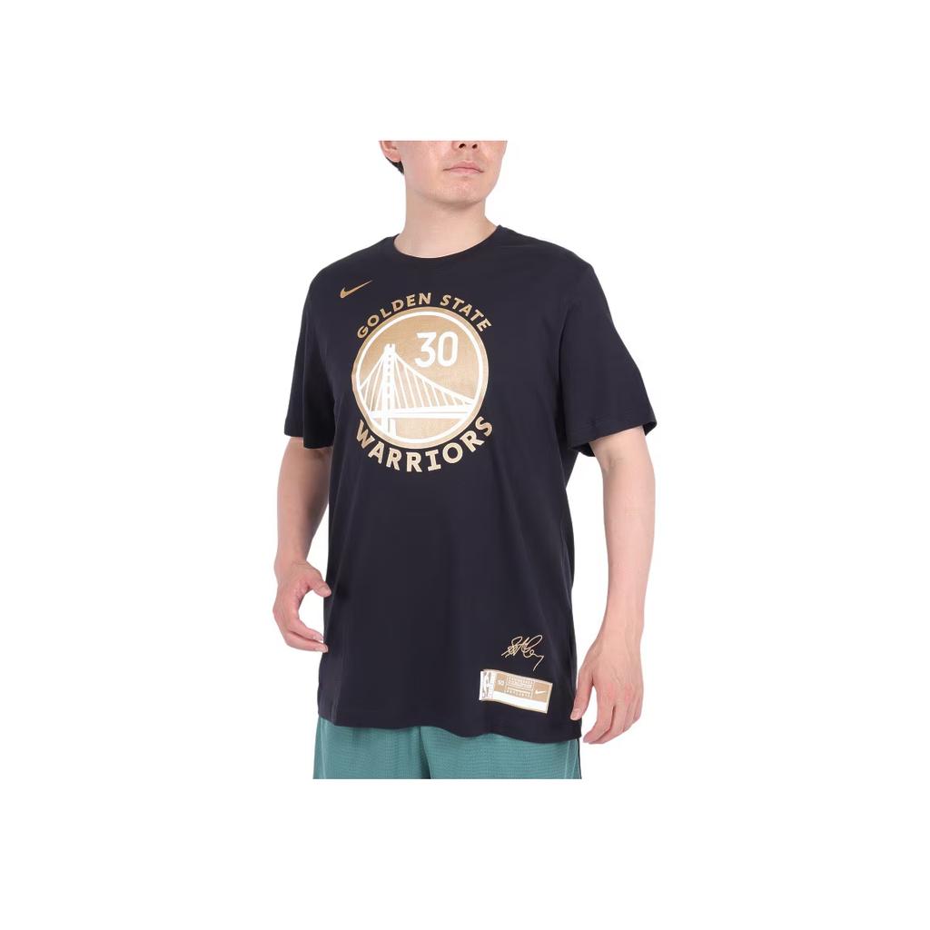 Nike × NBA Collaboration Golden State Warriors Stephen Curry Printed Crew Neck Short Sleeve T-Shirt Men Tops Black FV8866-010