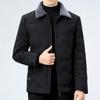 Men's Business Casual Winter Down Jacket with Fur Collar - Warm, Thickened White Duck Down Outerwear for Middle-aged Dads