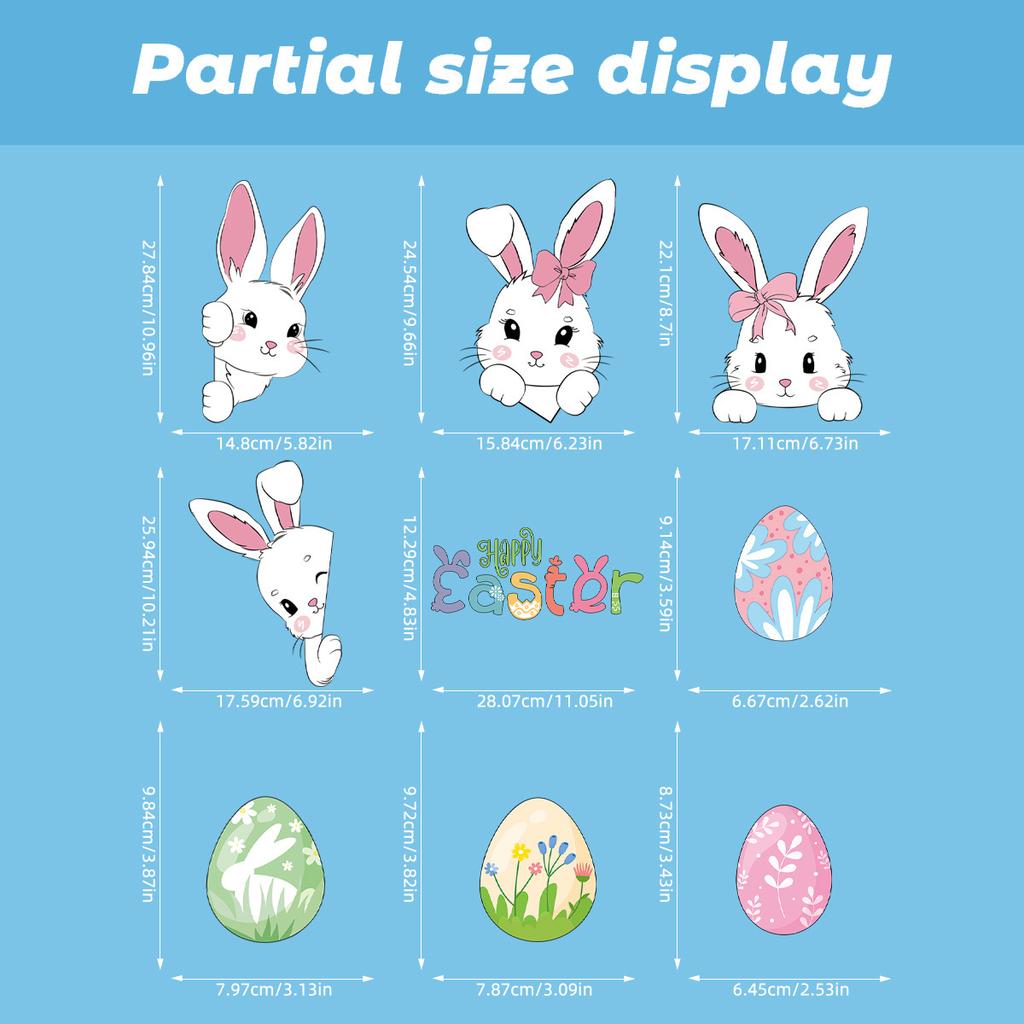 Easter Bunny with Eggs Static Cling Window Stickers for Glass Decoration 2026