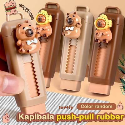 Gomma da cancellare Kawaii Push Pull Capybara morbida Forniture scolastiche Pulisci senza sporcare Cancelleria Ufficio Studente Gomma da cancellare per bambini Regalo