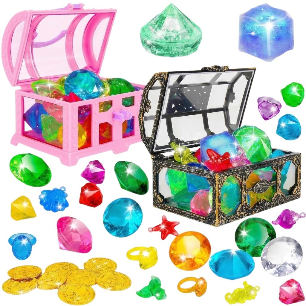Children's Diving Toy Summer Glowing Mermaid Treasure Chest Swimming Pool Underwater Treasure  Game Set