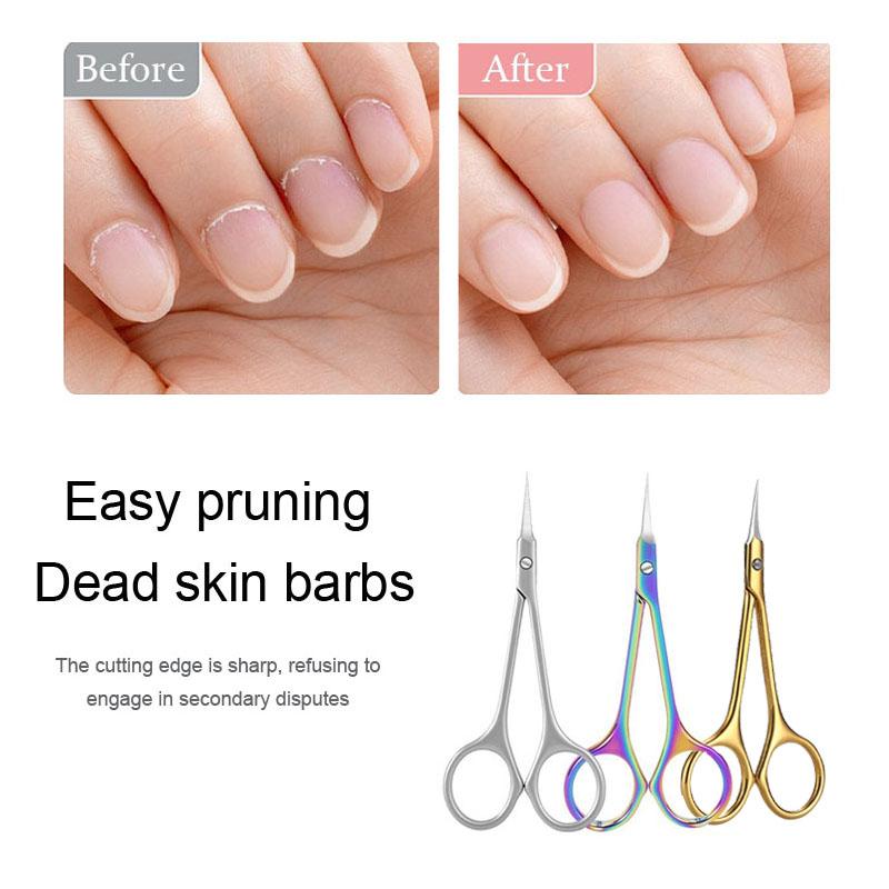 NEW Stainless Steel Cuticle Scissors Art Clippers Russian Nail Dead Skin Remover for Nails Curved Tip Scissor SPJ01