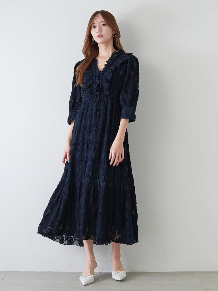 Frill Jacquard Dress SWFO251059NVY1