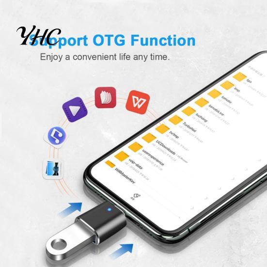 Phone Converter Adapter OTG Multi-purpose High-speed Transmission Type-C To USB Mini Flash Drive Reader with Indicator Light for Smartphone