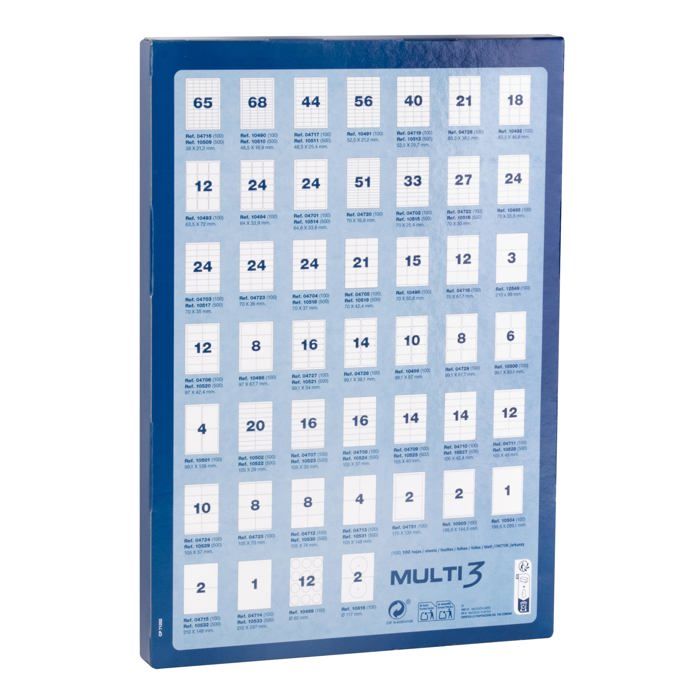 Étiquettes Adhésives - Multi3 - 105 x 57 mm - A4 - 100 Volets - Blanc