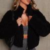 Winter Lamb Woolen Short Coat For Women Thicken Warm Long Sleeve Turtleneck Jackets Autumn Fashion Streetwear Ladies Overcoat