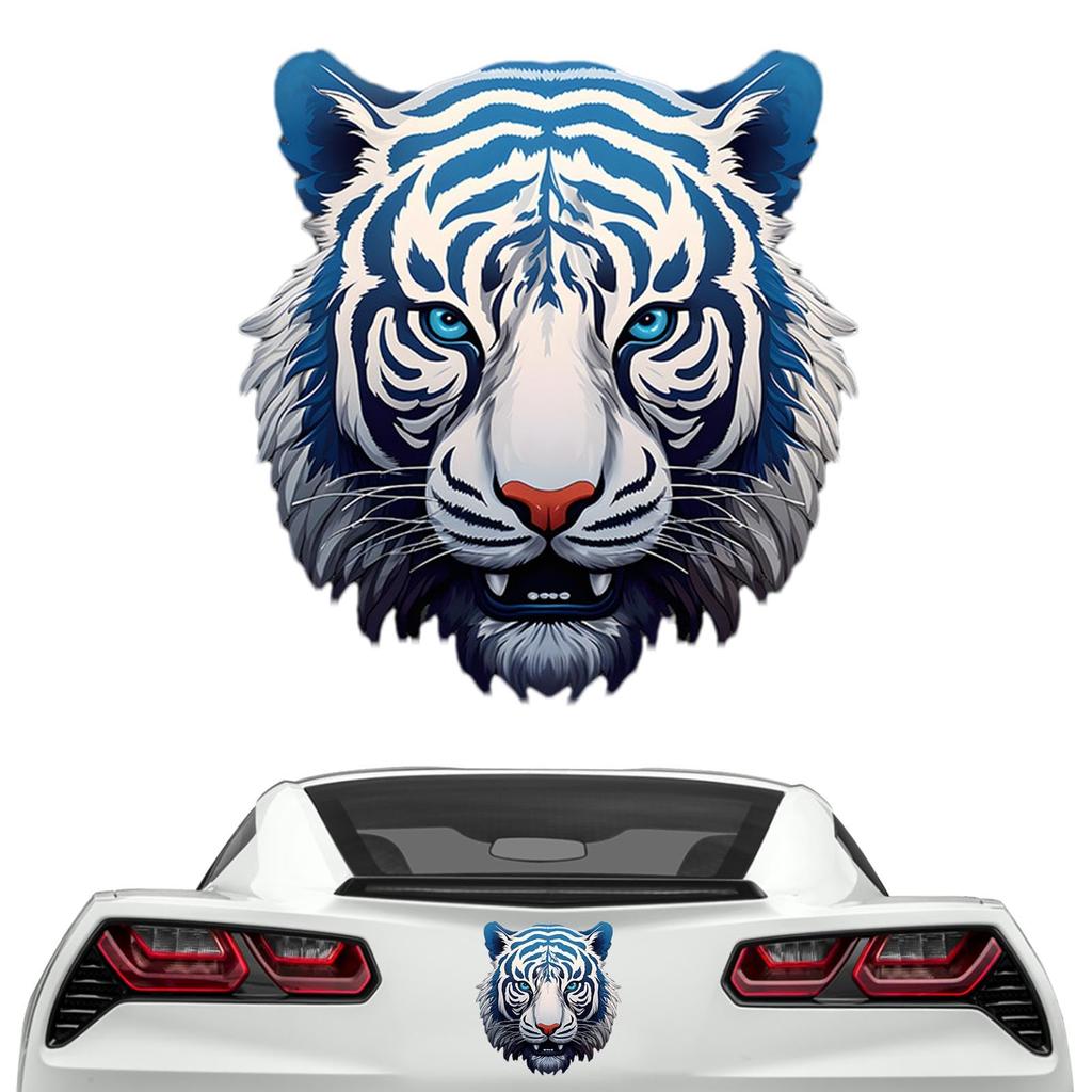 Car Stickers and Decals, Car Decoration Stickers - Blue Flower Porcelain New Tiger Head