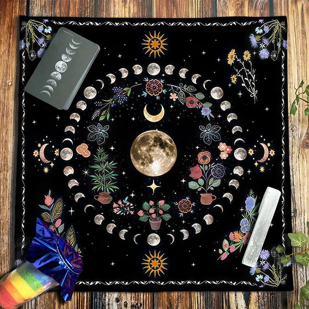Paño de Altar de Tarot de Franela Cuadrado Almohadilla para Juego de Mesa Almohadilla para Oráculos Astrológicos Cubremesa Alfombrilla para Cartas Mantel para Adivinaciones