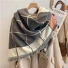 Warm Thick Wool-Blend Scarf With Tassels Soft Faux Cashmere Square Shawl Women Winter Office Daily Wear