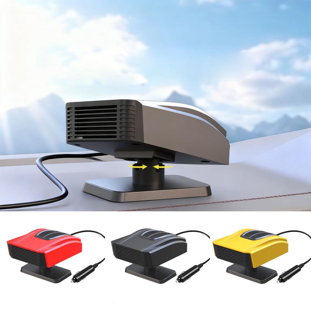 Car Heater,200W 12V Windshield Defroster,Portable Heater For Car Plug In Lighter,2-in-1 Fast Heating & Modes With 360° Rotating Base(Black)