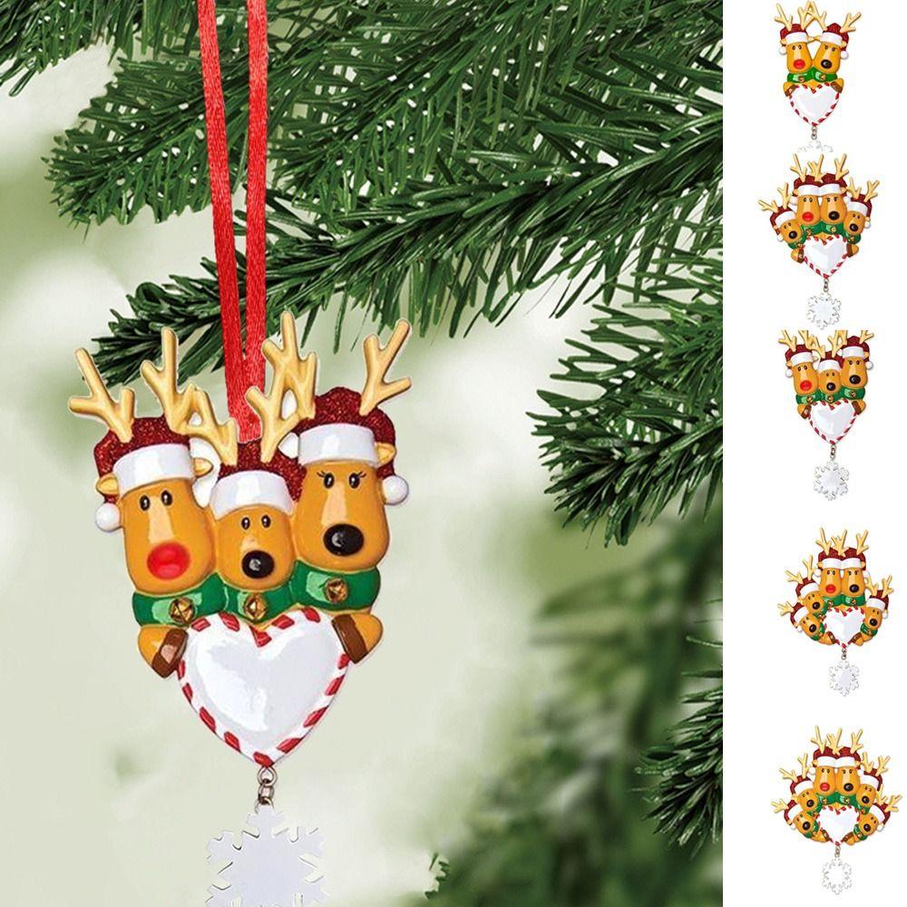 PVC Elk Deer Family Ornament Decorative Reindeer Family Pendant Cute   Christmas Tree