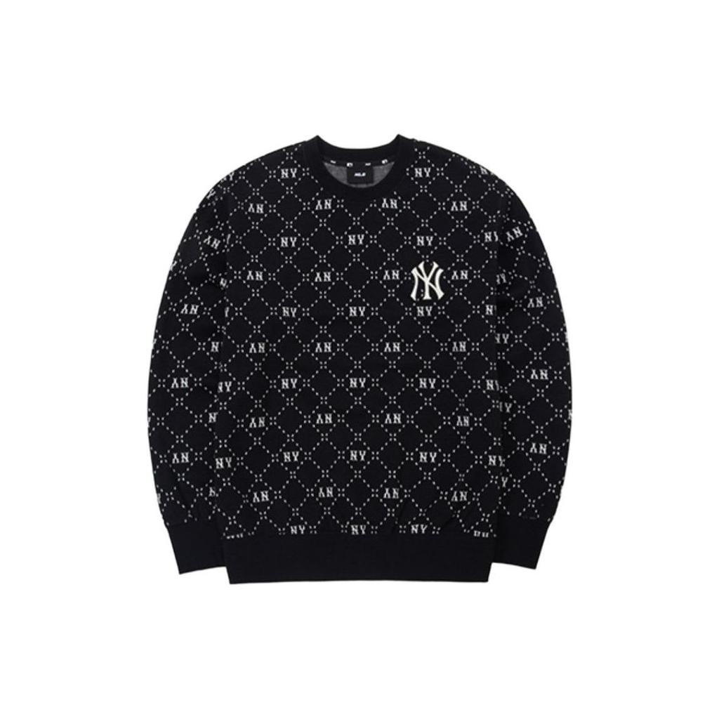 MLB New York Yankees Floral Logo Bestickter Rundhals-Pullover Sweatshirt Unisex-Pullover Schwarz 3AMTM0331-50BKS