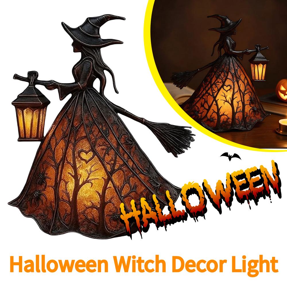 Halloween Gothic Wizard Witch Light Halloween Witch Lamp Spooky Standing Night Light Glowing Witch Lantern for Bedroom Indoor