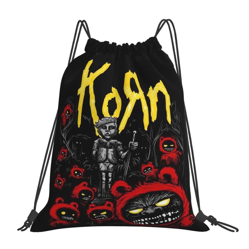 Korn Rock Band Logo Backpacks Portable Drawstring Bags Sports Bag Book Bags for Man Woman School