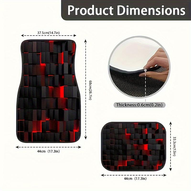 Applicable To All Car Models, 4pcs Red 3D Square Pattern Car Carpet, Four Seasons Car Carpet, with Non-Slip Base, Easy To Clean