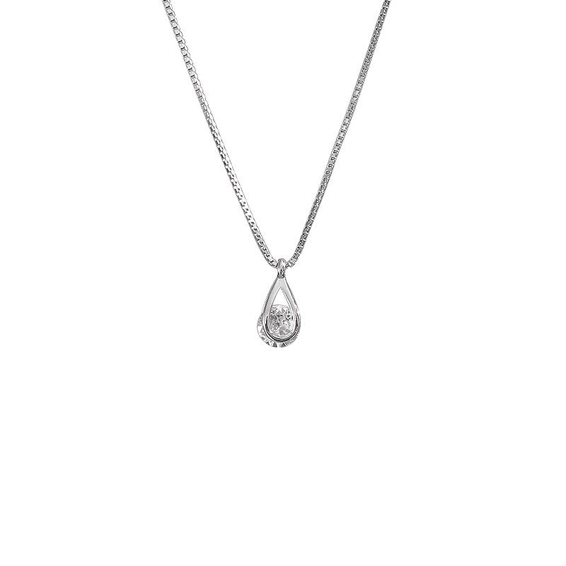 Zircon Water Drop Geometric Clavicle Necklace - Summer Light Luxury Niche Design for Women, Blogger Recommended New Style