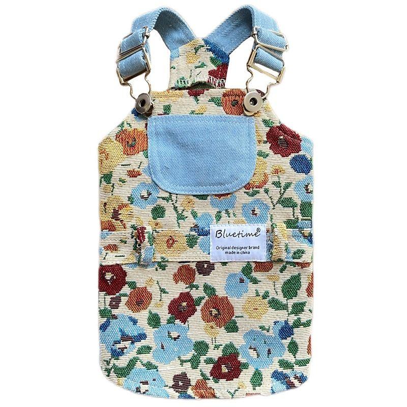 Pet Couple Costume Dog Flower Strap Pants Splice Cute Strap Dress Teddy Strap Pants Dog Clothes Cat Dog Clothes Puppy Clothes