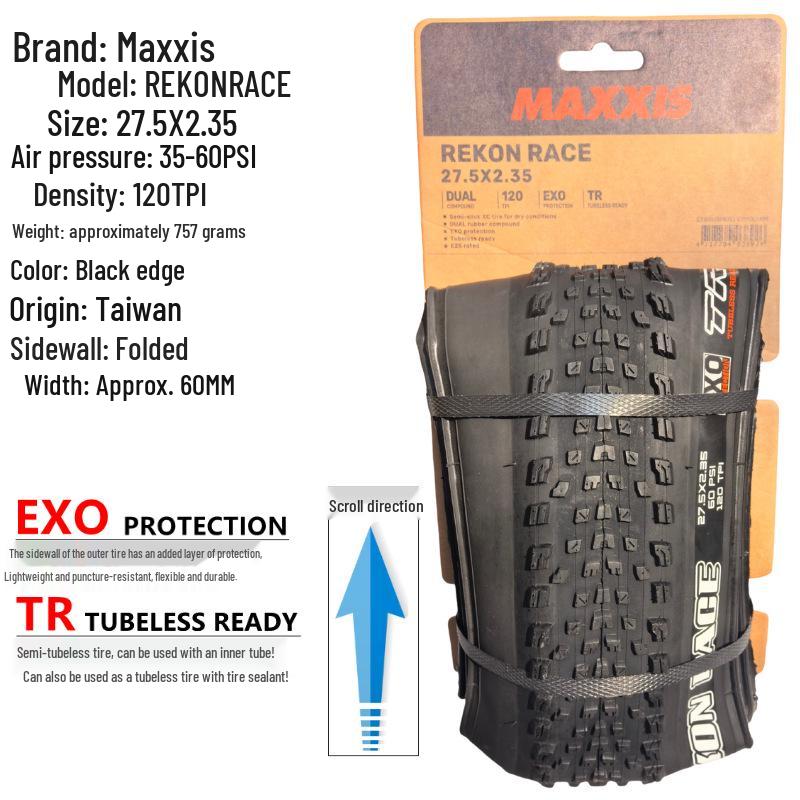 Maxxis REKON RACE Tubeless Faltbarer Mountainbike-Reifen, Gelbe Seitenwand, 27,5/29 x 2,25/2,35