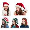 Santa Hat Red White Green Striped Print Knitted Christmas Hat with Plush Ball Decor Holiday Accessory