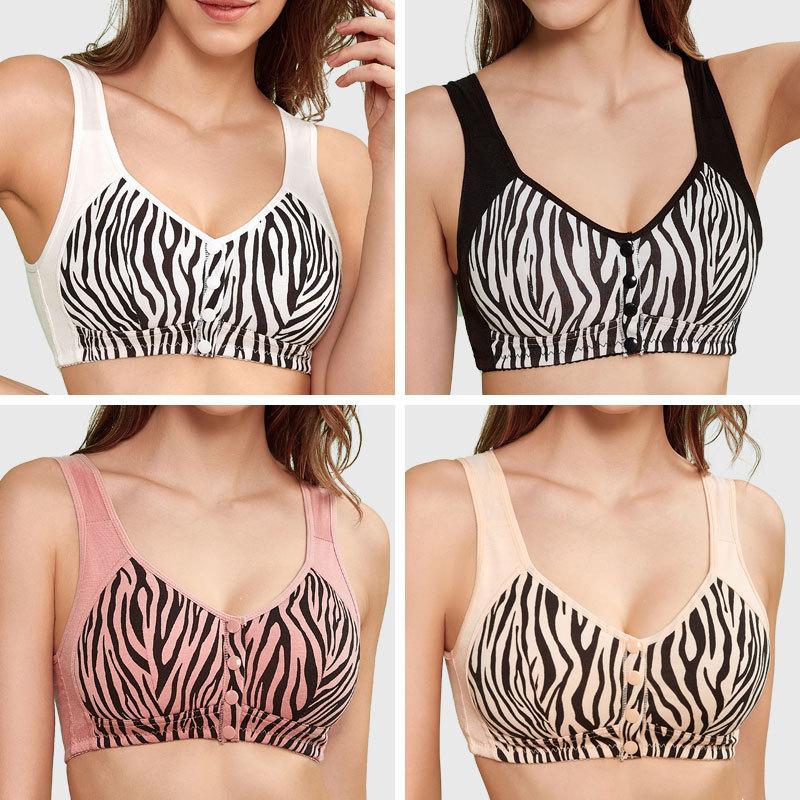 Neue europäische und amerikanische Big-Cup-Verschluss-vorne-Unterwäsche Damen Druck Stahlbügellos Westentyp Übergröße BH