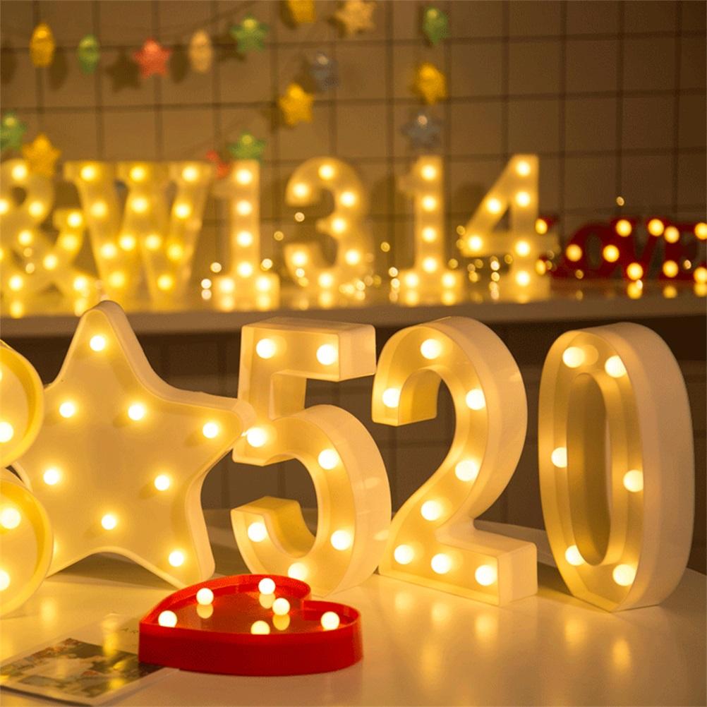 LED 26 Alphabet Buchstaben Zahlen Lichter Et-Zeichen Symbol Liebesherz Leuchtende Schilder Lampe Für Liebe Hochzeit Heimparty Feiertag