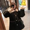 Imitation lamb woolen coat women's new college medium and long fur collar woolen coat winter