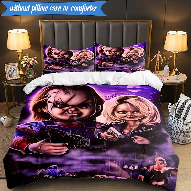 Chucky's Halloween Horror 3pcs K-pop Music Group Bedding set,Ideal for Bedroom, Dormitory,Including Duvet Cover And 2pcs Pillowcases,Fan Gifts