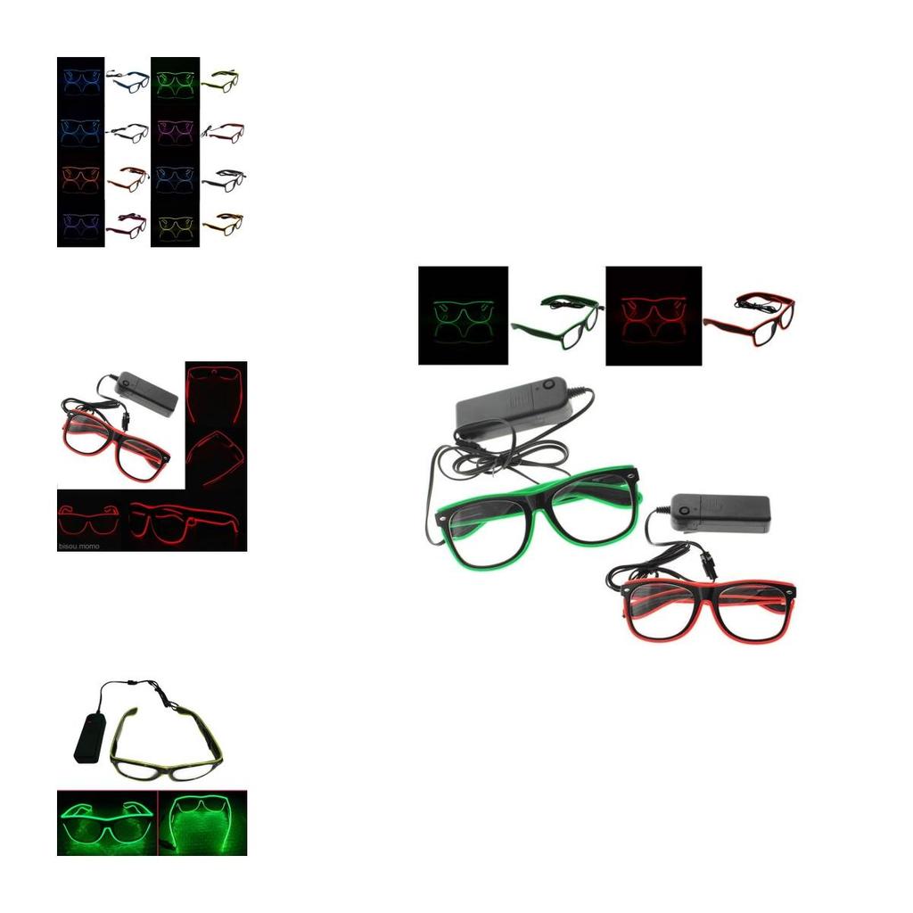 Premium Quality Led El Wire Glasses Light Up Glow Sunglasses For Dj Nightclub Parties