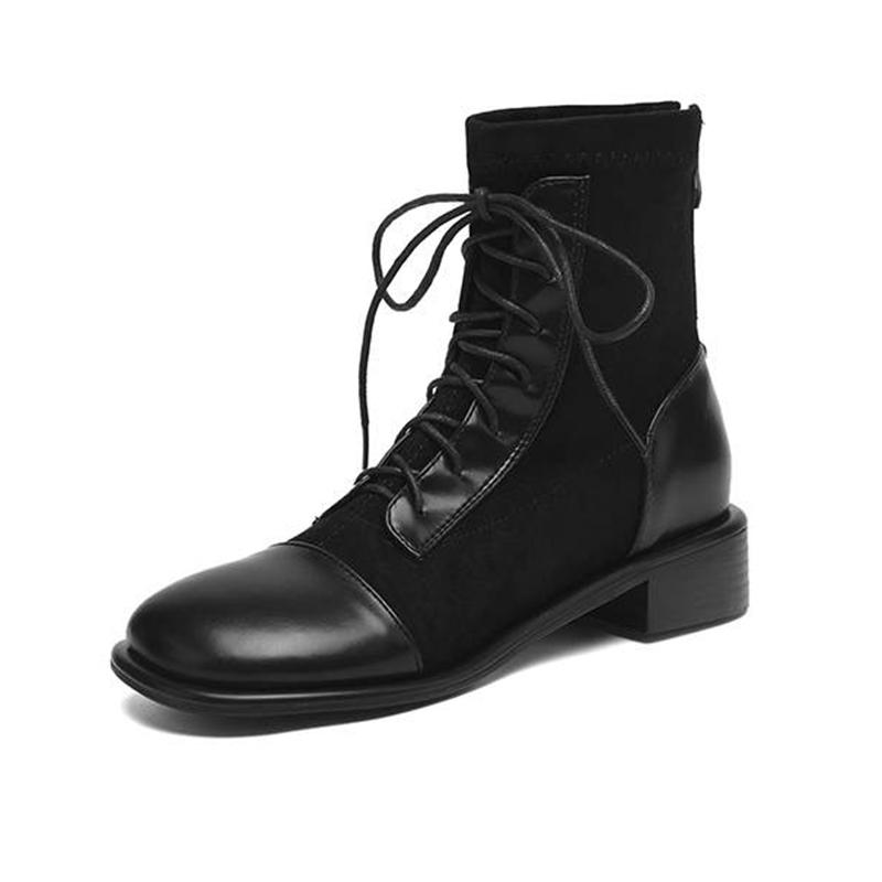 Krazing Po Microfiber Winter Round Toe Size 33 Western Boots Size 43 Lace Up Low Heels European Designer Ankle Boots