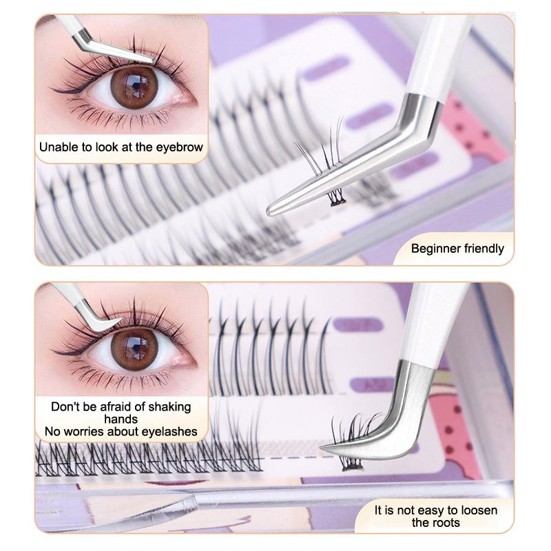 Multifunctional Tweezers Stainless Steel Eyelash Tweezers Grafting False Eyelash Patches False Eyelash Aids Portable Tweezers