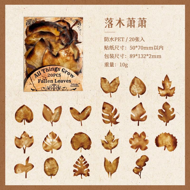 

20 pcs Creative plants and flowers waterproof PET decorative paper ledger material sticker bag Scrapbooking accessories