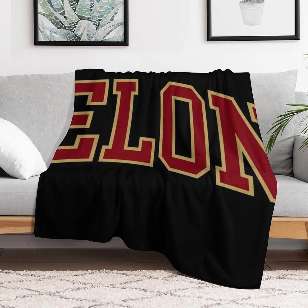 Elon College Font Curved Throw Blanket Warm Accent Blanket for Living Room Decoration