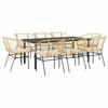 VidaXL Ensemble à manger jardin coussins 9pcs marron poly rotin verre, ensemble de salle à manger d'extérieur 3334610