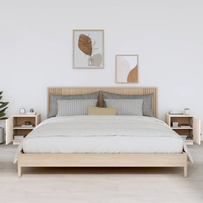 818278 vidaXL Bedside Tables 2 Pcs White 40x34x45 Cm Solid Pine Wood