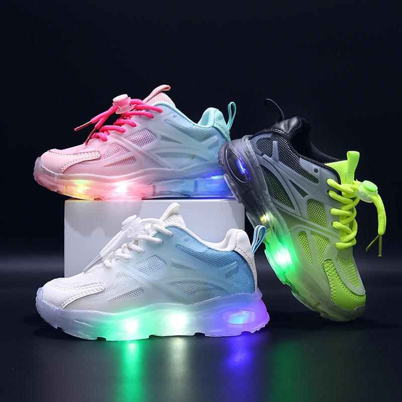 Girls' Breathable Net Shoes, Boys' Casual LED Flashing Shoes, Summer Children's Lightweight Sports Shoes