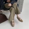 Punk Style Niche Double Buckle Belt Inner Height Increase Square Head Suede Mary Jane Shoes Women's Rivets Shallow Mouth Single Shoes