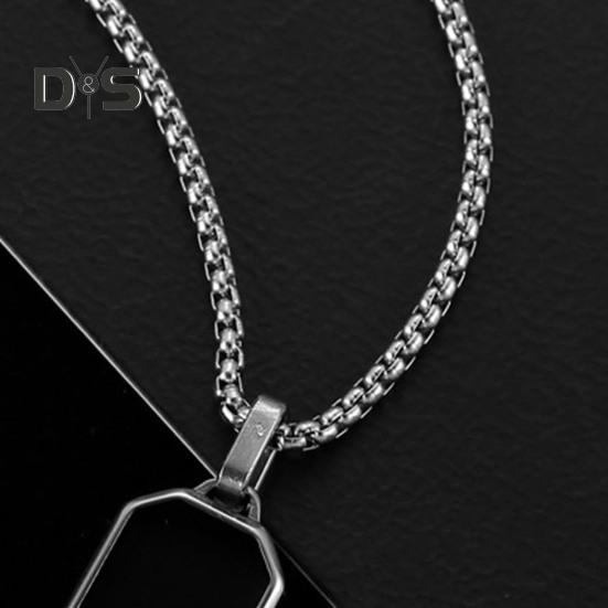 Men Necklace Punk Style Hip Hop Titanium Steel Black Pendant Polished Luster Sweater Pairing Necklace Individual Adult Jewelry
