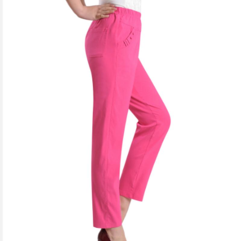 Spring Summer Cotton and Linen Plus Size Women's Pants High Waist  Stretch  Loose Straight-leg Pants