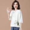Women's Casual Floral Print Sweatshirt Half Sleeve Crew Neck Loose Pullover Top