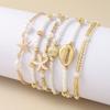 Bohemian Shell Starfish Bead Bracelet Set for Women Fashion Summer Beach Multilayer Stacked Bracelets Party Jewelry Gifts