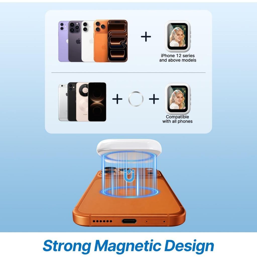 Wireless Magnetic Selfie Screen Phone Rear Camera Live View Display Selfie Monitor for iPhone & Android Selfie Vlog Live