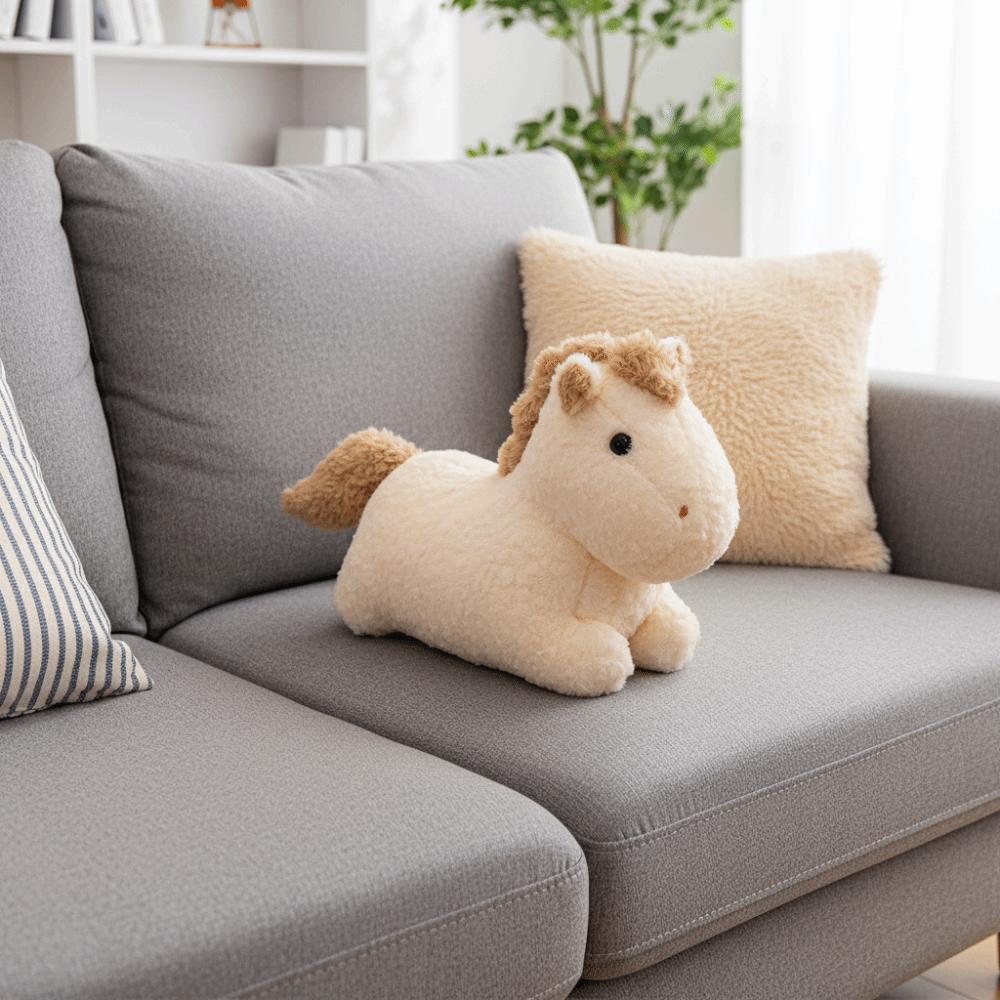 Fluffy Horse Plush Toys Soft Zodiac Pony Doll New Year Mascot Cartoon Horse Doll  Children Gift