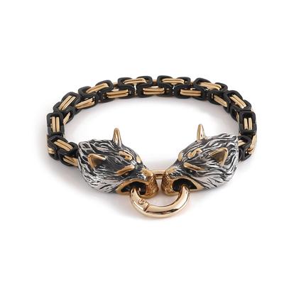 Rozsdamentes acél Nordic Viking Wolf Head Emperor lánc karkötő férfi ékszer 