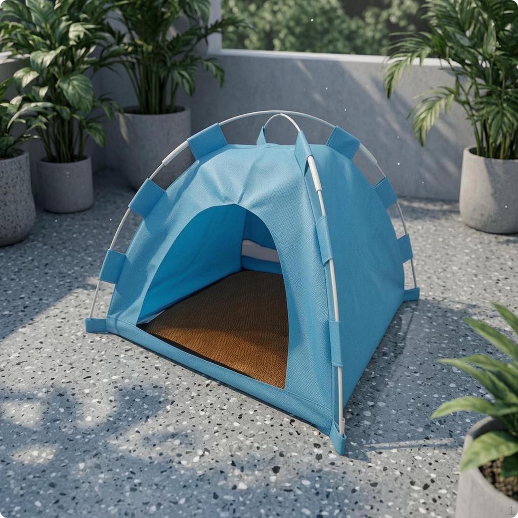 Foldable Pet Tent Bed Breathable Covered Cat Cave Cooling Surface for Cats, Dogs