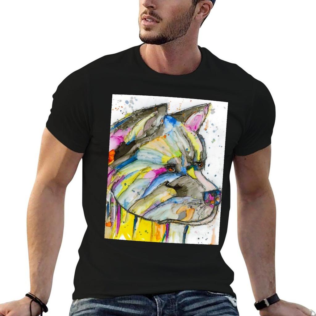 Colorful Akita dog TShirt Daily Wear Print TShirt