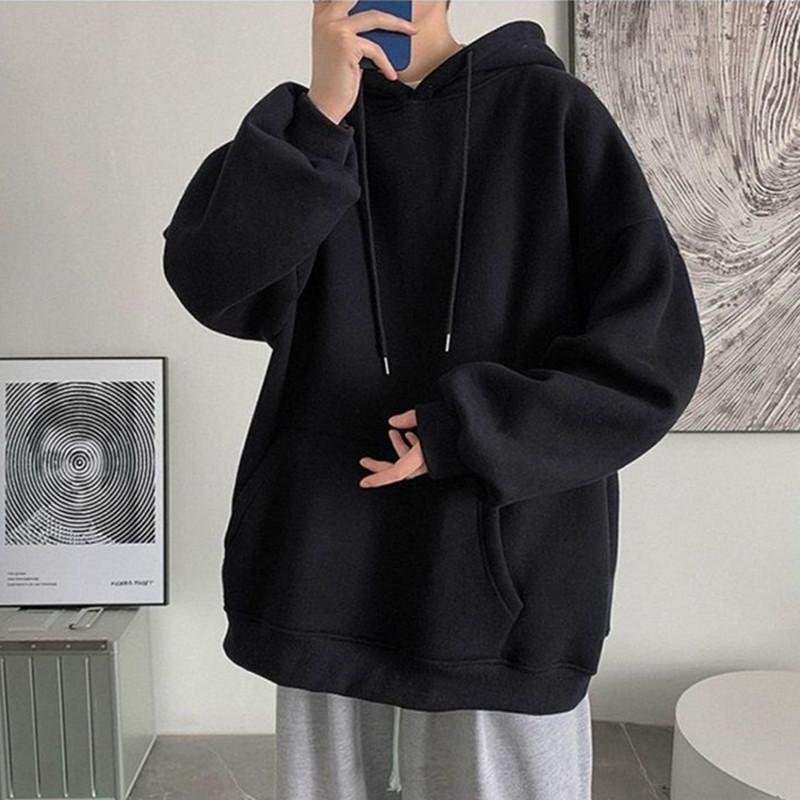 Herren Casual Loose Fleece Hoodies Solid Cotton Pullover Kapuzenpullover Unisex Winter Hoodies Sweatshirt